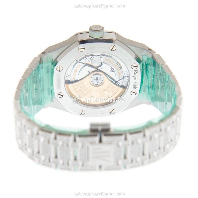 Audemars Piguet ROYAL OAK Replica - Automatic - 18kt White Gold - Diamond Dial - Silver Strap - View 4
