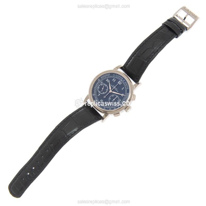 A Lange & Sohne 1815 Chrono - Automatic - 18kt White Gold - White Dial - Black Alligator Strap - View 2