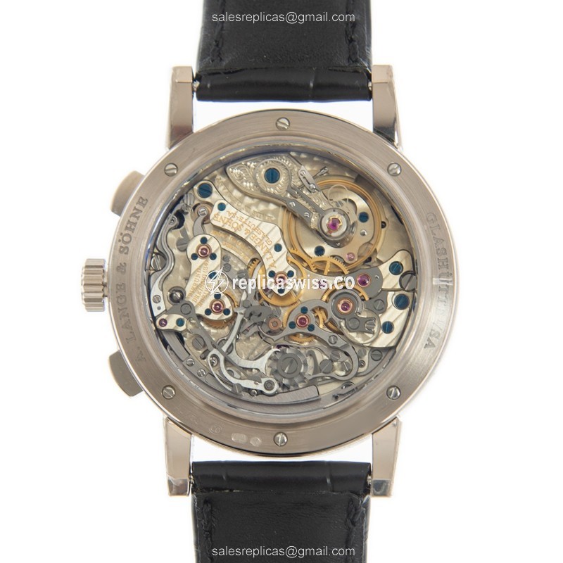 A Lange & Sohne 1815 Chrono - Automatic - 18kt White Gold - White Dial - Black Alligator Strap - View 3