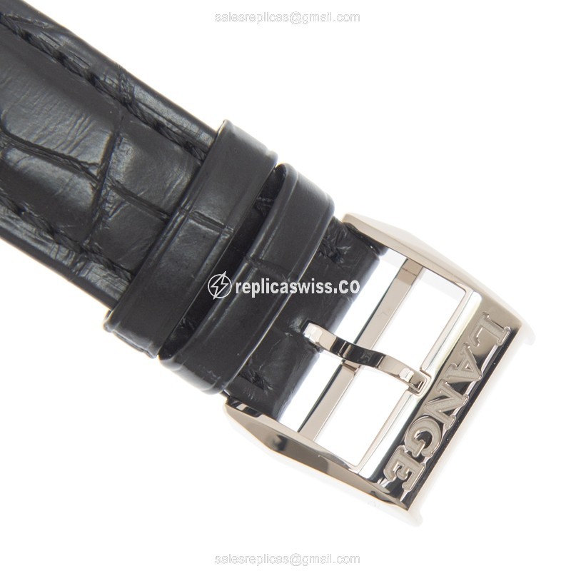 A Lange & Sohne 1815 Chrono - Automatic - 18kt White Gold - White Dial - Black Alligator Strap - View 4