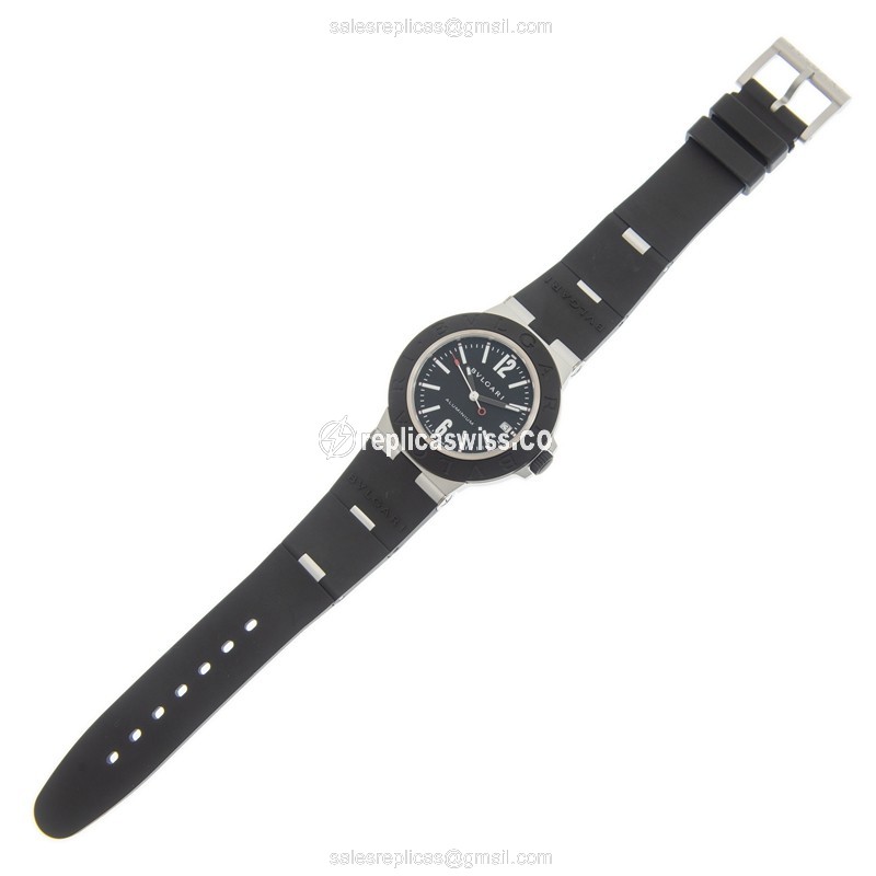 Bulgari 103445 Aluminum Titanium - Automatic - Black Dial - Rubber Strap - Buckle Clasp - View 2