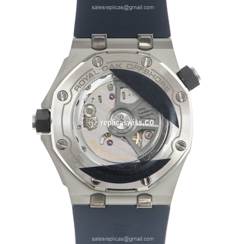 Automatic Audemars Piguet ROYAL OAK OFFSHORE - Blue Dial - Steel Case - Blue Rubber Strap - Buckle Clasp - View 3