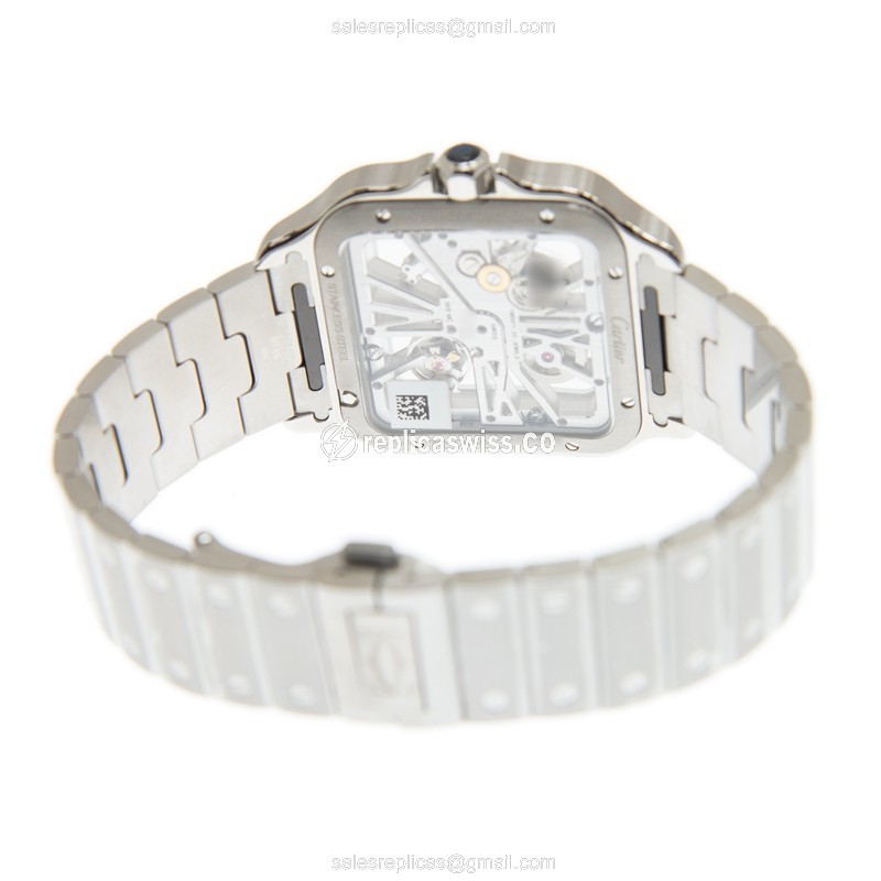 Cartier Santos Replica - Manual - Steel Case - Transparent - Silver - Steel Clasp - View 4