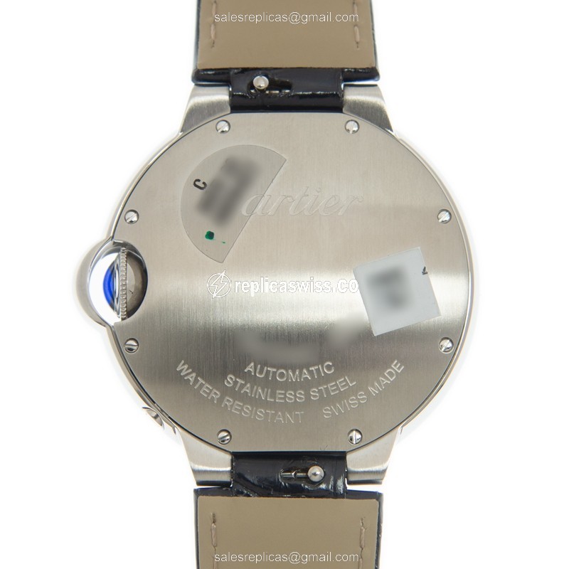 Cartier Ballon Bleu Replica - Automatic - Steel Case - Silver Dial - Blue Alligator Strap - View 3