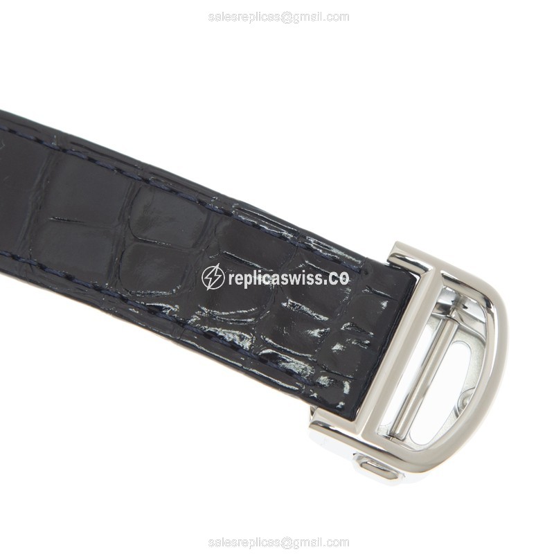 Cartier Ballon Bleu Replica - Automatic - Steel Case - Silver Dial - Blue Alligator Strap - View 4