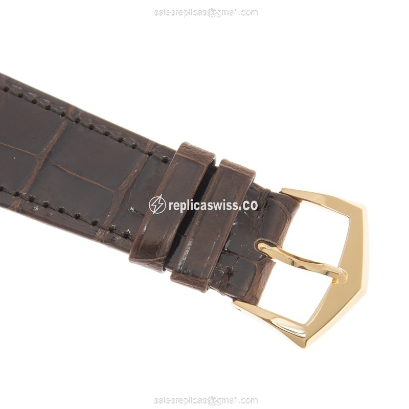 Patek Philippe 5196J-001 Replica - Manual Wind - 18kt Gold - White Dial - Brown Alligator Buckle - View 4