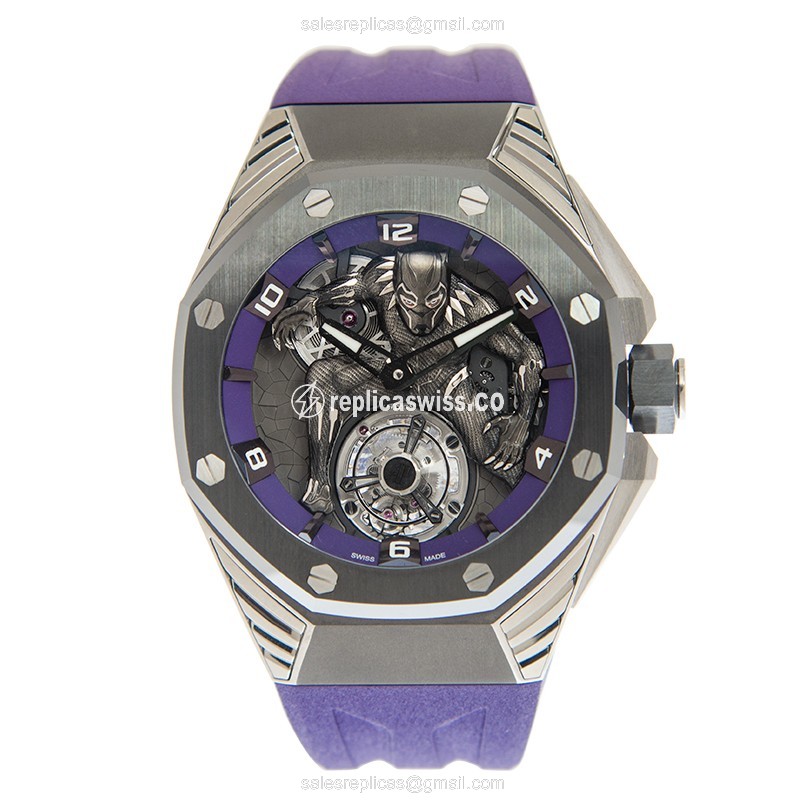 Audemars Piguet Royal Oak Concept - Manual Wind - Titanium Ceramic - Silver Dial - Purple Rubber Strap - View 2