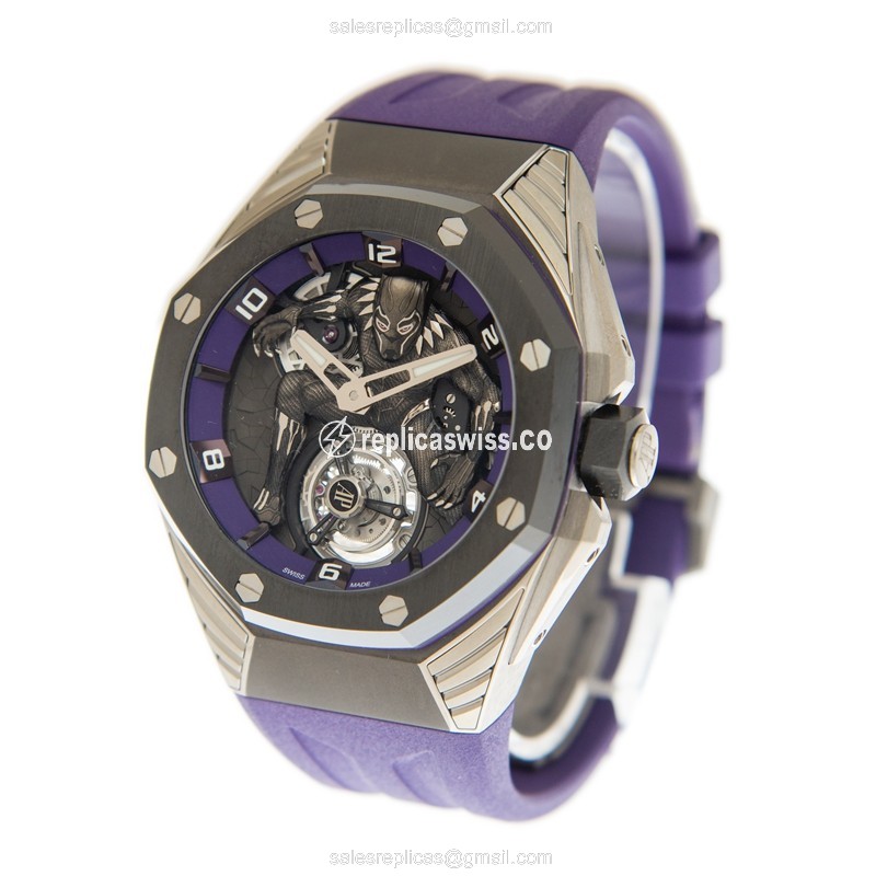 Audemars Piguet Royal Oak Concept - Manual Wind - Titanium Ceramic - Silver Dial - Purple Rubber Strap - View 3