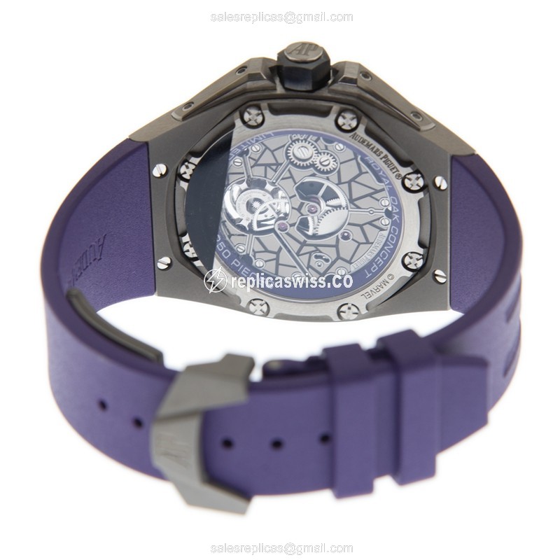 Audemars Piguet Royal Oak Concept - Manual Wind - Titanium Ceramic - Silver Dial - Purple Rubber Strap - View 4