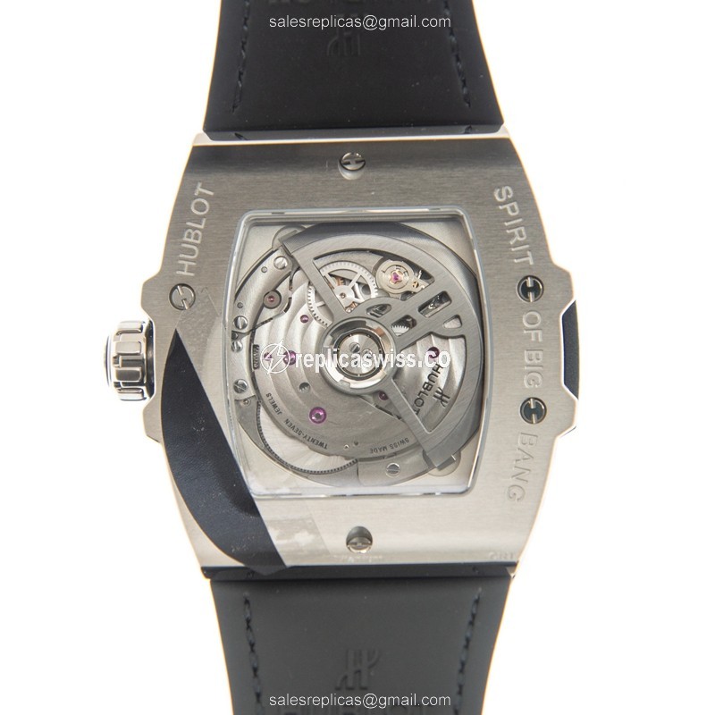 Hublot Spirit of Big Bang Replica - Automatic - Titanium - Diamond Case - Silver Dial - Black Alligator Strap - View 3
