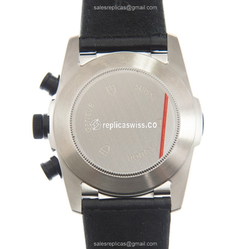 FastRider Chrono Replica - Tudor - Automatic - Steel Case - Green Dial - Black Leather Strap - View 3