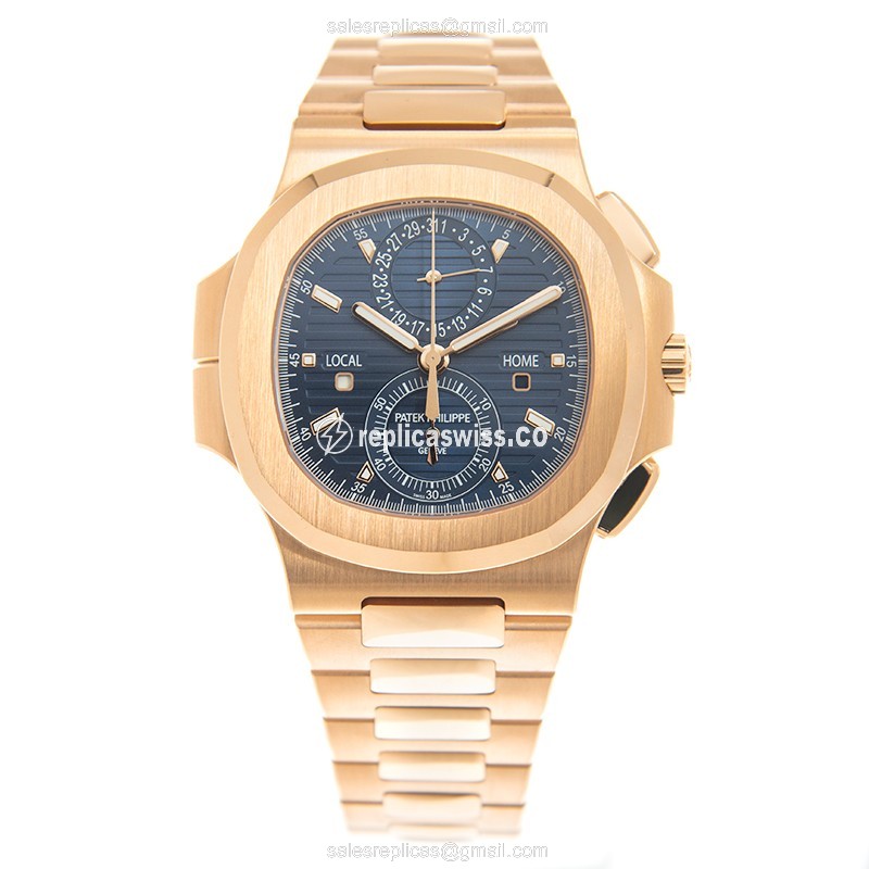 Patek Philippe 5990/1R-001 Replica - Auto 18kt Rose Gold - Blue Dial - View 2