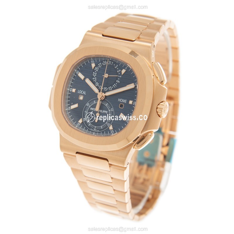 Patek Philippe 5990/1R-001 Replica - Auto 18kt Rose Gold - Blue Dial - View 3