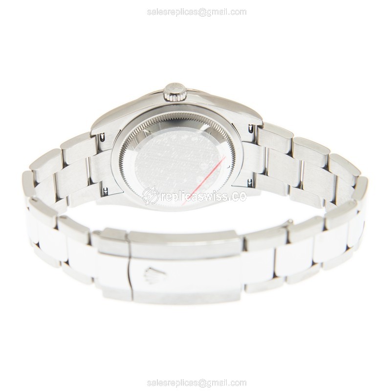Rolex DATEJUST Replica - Automatic - 18kt White Gold & Steel - Blue Dial - Silver Steel Strap - View 4