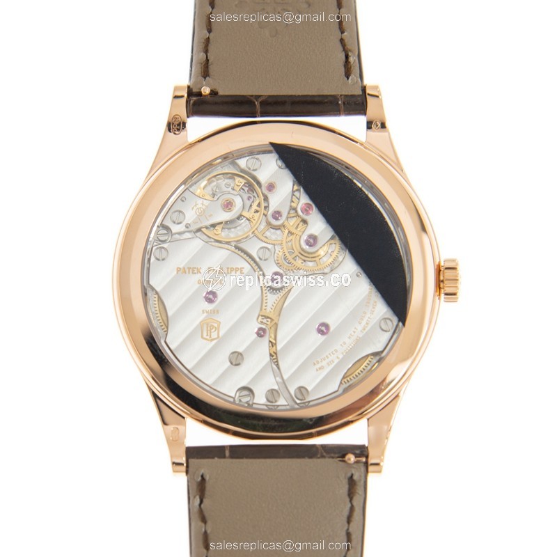 Patek Philippe 6119R-001 Replica - Manual Wind - 18kt Rose Gold - White Dial - Brown Alligator Buckle - View 3