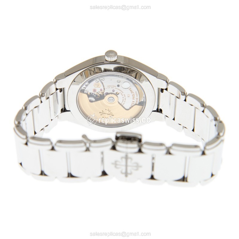 Patek Philippe TWENTY-4 Replica - Automatic - Green Dial - Diamonds - Silver Steel Strap - View 4