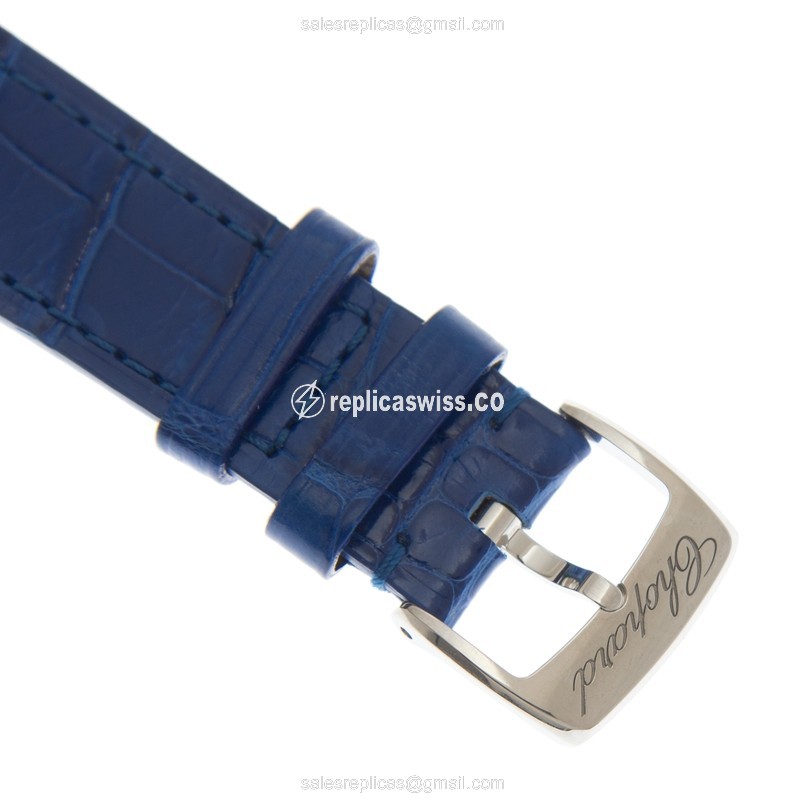 Chopard Happy Sport Replica - Automatic - Blue Dial - Steel Case - Blue Alligator Strap - View 4