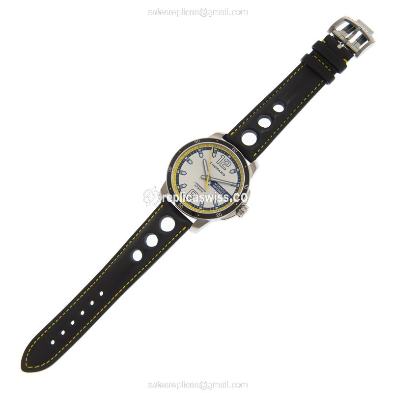 Chopard 168568-3001 Monaco - Automatic Titanium - Silver Dial - Brown Leather - Buckle Clasp - View 2