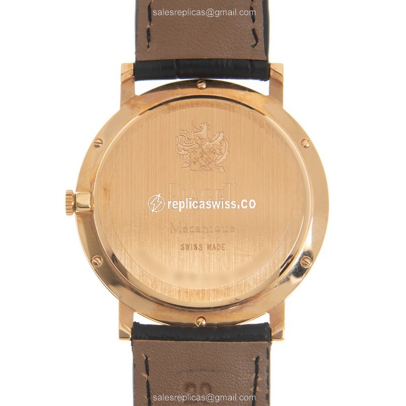 Piaget Altiplano Replica - Manual - 18kt Rose Gold - Silver Dial - Alligator Black Buckle - View 3