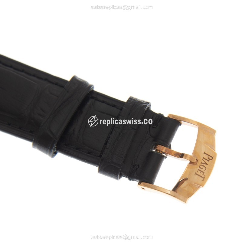Piaget Altiplano Replica - Manual - 18kt Rose Gold - Silver Dial - Alligator Black Buckle - View 4