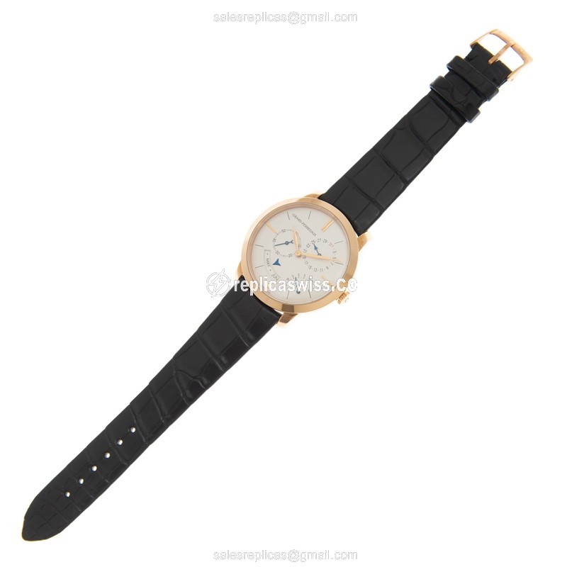 Girard Perregaux 1966 Replica - Automatic - 18kt Gold Case - White Dial - Black Leather Strap - View 2