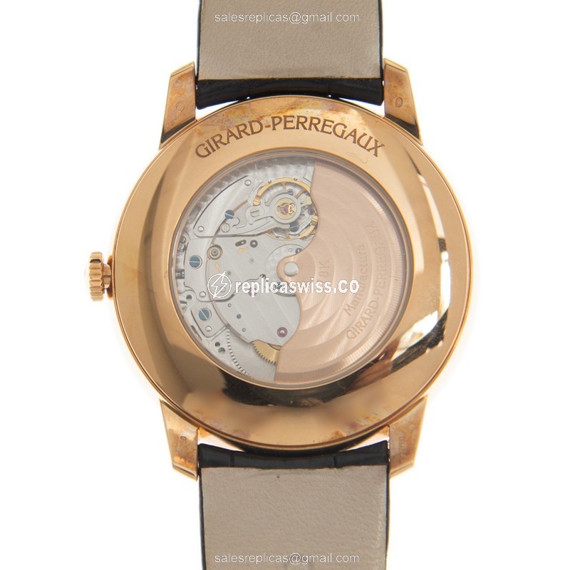 Girard Perregaux 1966 Replica - Automatic - 18kt Gold Case - White Dial - Black Leather Strap - View 3