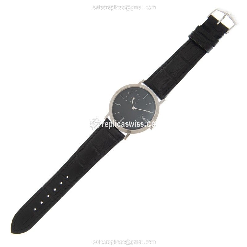 Piaget ALTIPLANO Replica - Manual - 18kt White Gold - Black Dial - Alligator Black Buckle - View 2