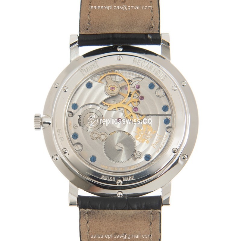 Piaget ALTIPLANO Replica - Manual - 18kt White Gold - Black Dial - Alligator Black Buckle - View 3