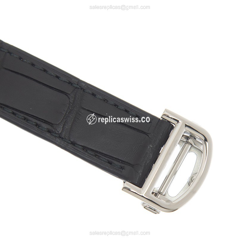 Cartier Ballon Bleu Replica - Automatic - Steel Case - Silver Dial - Black Alligator Strap - View 4