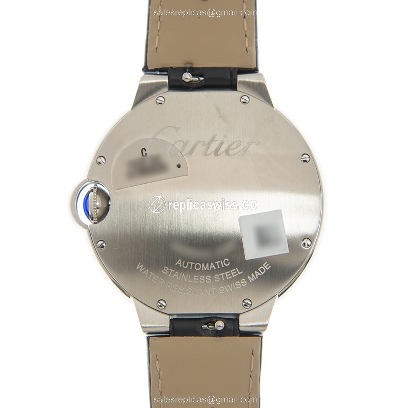 Cartier Ballon Bleu Replica - Automatic - Steel Case - Silver Dial - Black Alligator Strap - View 3