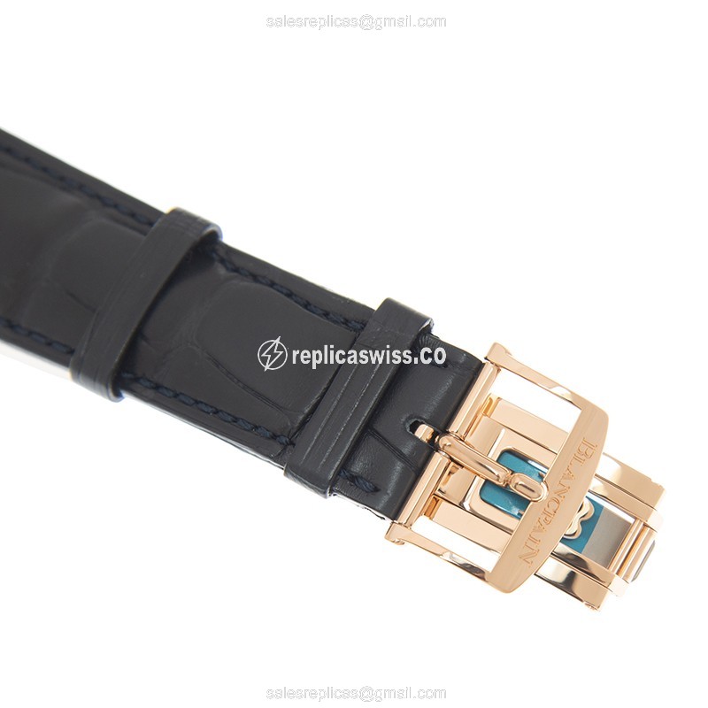 Blancpain Classic 6651-3640-55B - Manual Wind - 18kt Rose Gold Case - Blue Dial - Alligator Blue Strap - View 4