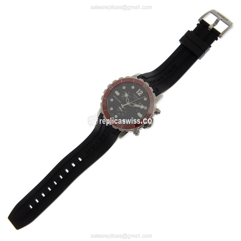 Automatic Tissot T-SPORT Replica - Black Dial - Rubber Strap - Buckle Clasp - View 2