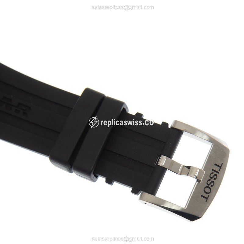 Automatic Tissot T-SPORT Replica - Black Dial - Rubber Strap - Buckle Clasp - View 4