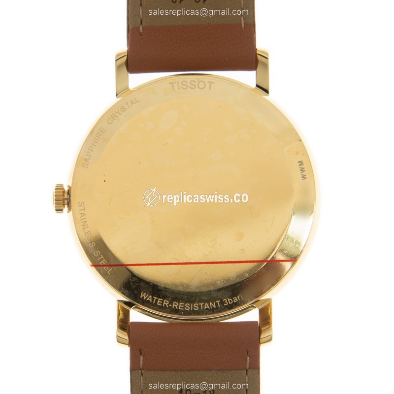 Tissot EVERYTIME Replica - Automatic - Steel Case - Silver Dial - Brown Leather Strap - View 3