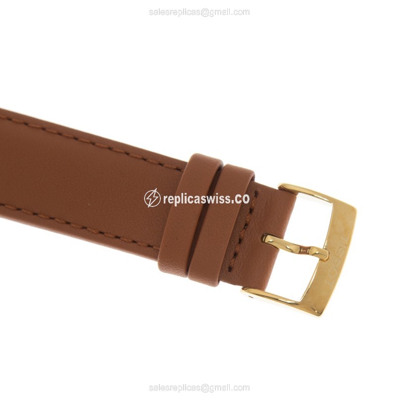 Tissot EVERYTIME Replica - Automatic - Steel Case - Silver Dial - Brown Leather Strap - View 4