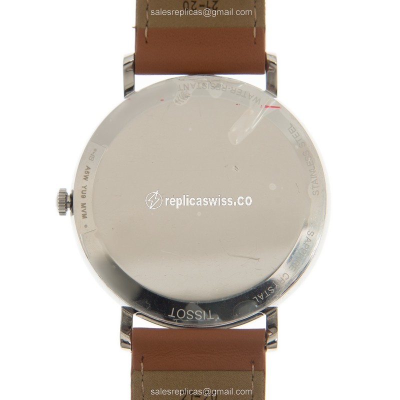 Tissot EVERYTIME Quartz Steel - Silver Dial - Brown Leather Strap - Buckle Clasp - View 3