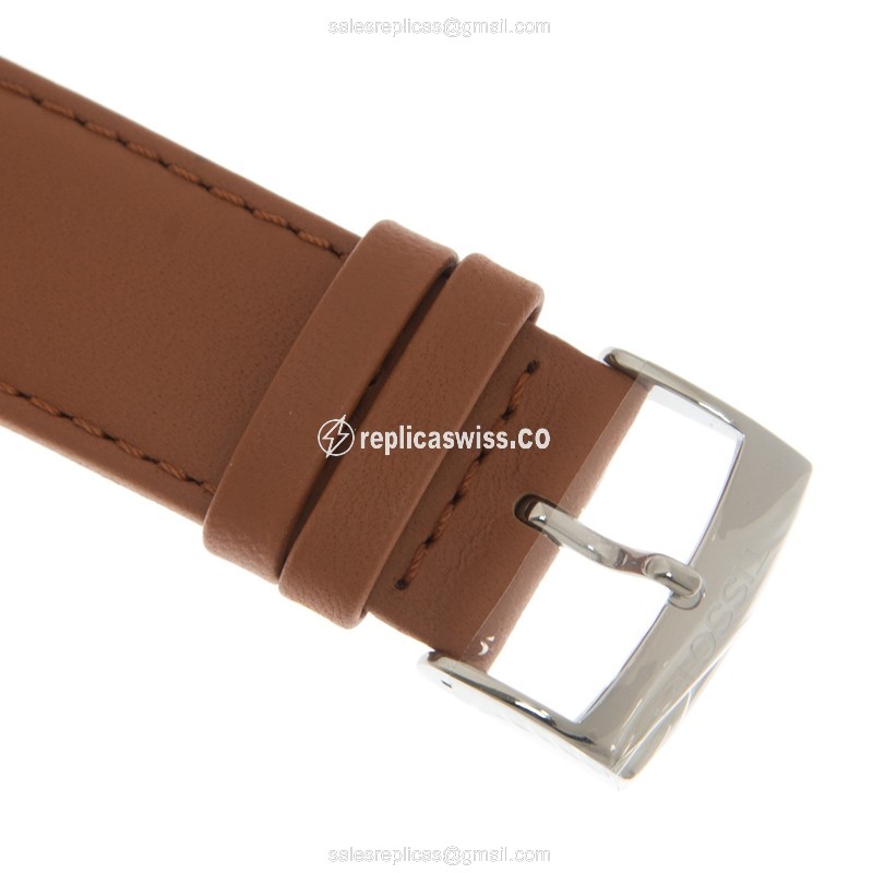 Tissot EVERYTIME Quartz Steel - Silver Dial - Brown Leather Strap - Buckle Clasp - View 4