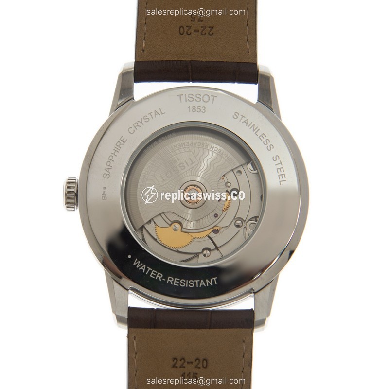 Tissot T086.407.16.031.00 Luxury - Automatic - Steel Case - Silver Dial - Brown Leather Strap - View 3