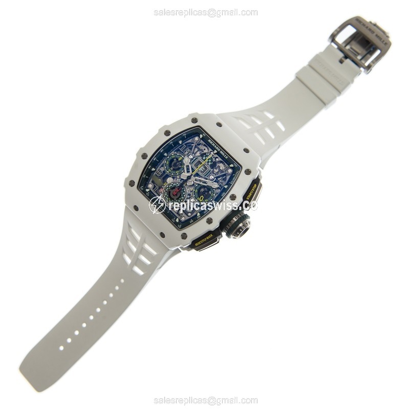 Richard Mille RM11-03 Replica - Automatic Ceramic - Transparent - White Rubber Strap - Clasp - View 2