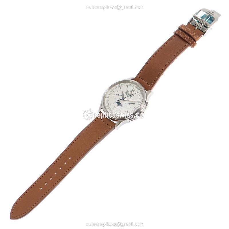 Jaeger-Lecoultre Q4138420 Replica - Ultra Thin - Automatic - Silver Dial - Brown Leather Strap - View 2