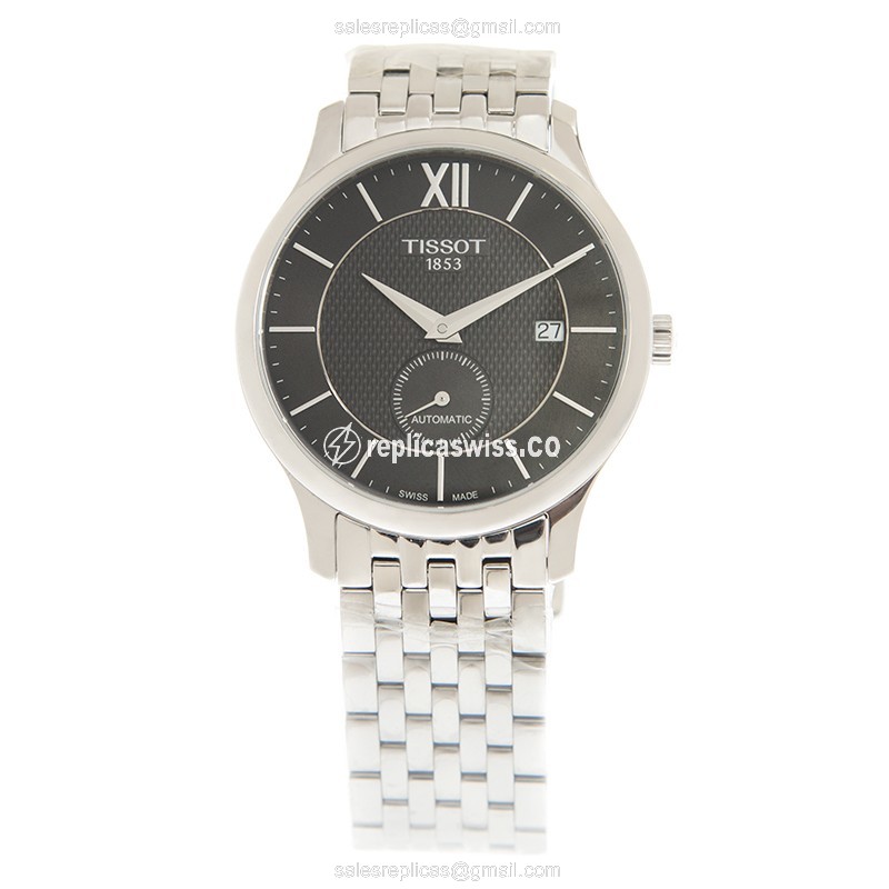 Tissot T-TRADITION Replica - Automatic - Black Dial - Silver Steel Case & Band - View 2