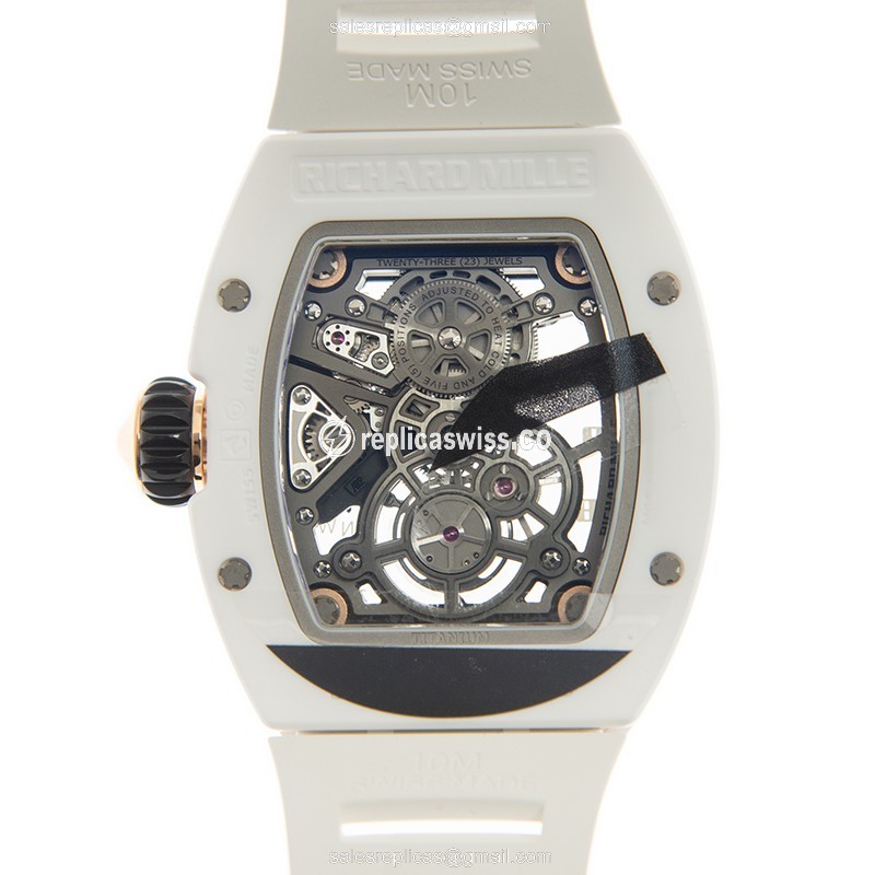 Richard Mille RM17-01 Replica - Manual - 18kt Rose Gold - Blue Dial - White Rubber Strap - View 3