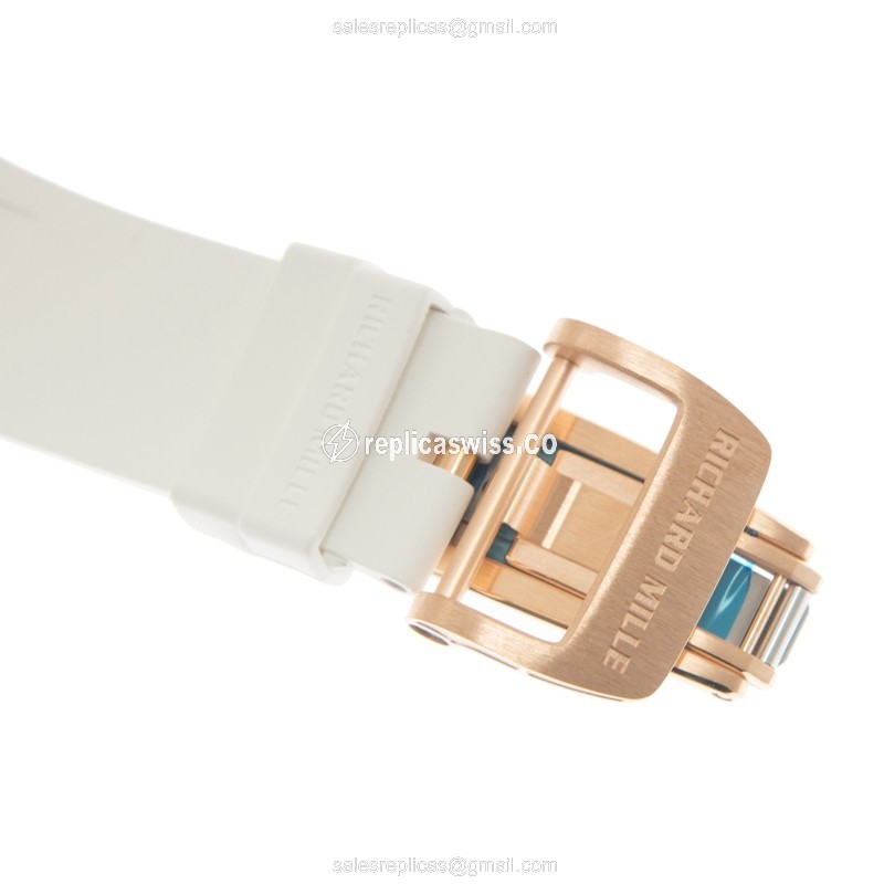 Richard Mille RM17-01 Replica - Manual - 18kt Rose Gold - Blue Dial - White Rubber Strap - View 4
