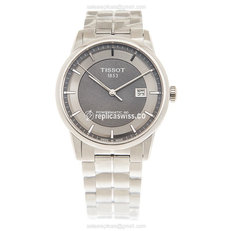 Tissot T086.407.11.061.00 Luxury - Auto - Steel Case - Gray Dial - Silver Steel Band - View 2