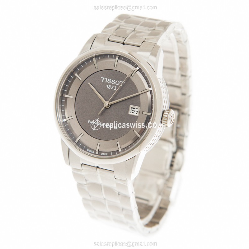 Tissot T086.407.11.061.00 Luxury - Auto - Steel Case - Gray Dial - Silver Steel Band - View 3