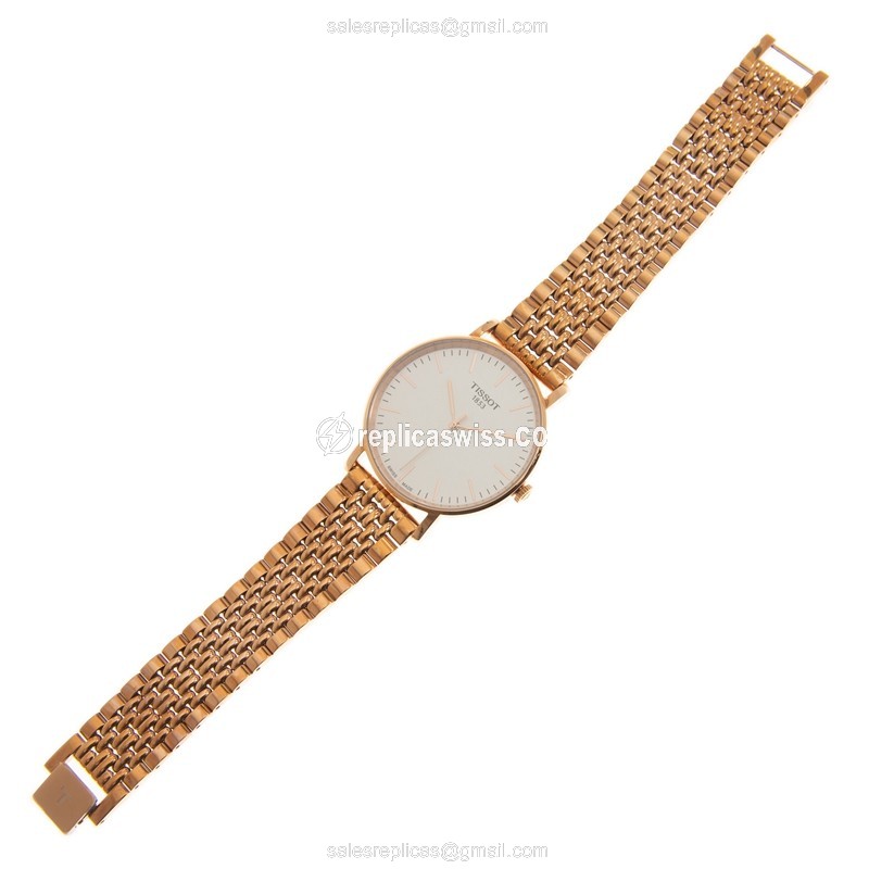 Tissot T109.410.33.031.00 Replica - Quartz - Gold PVD Case - Silver Dial - Gold Strap - View 2