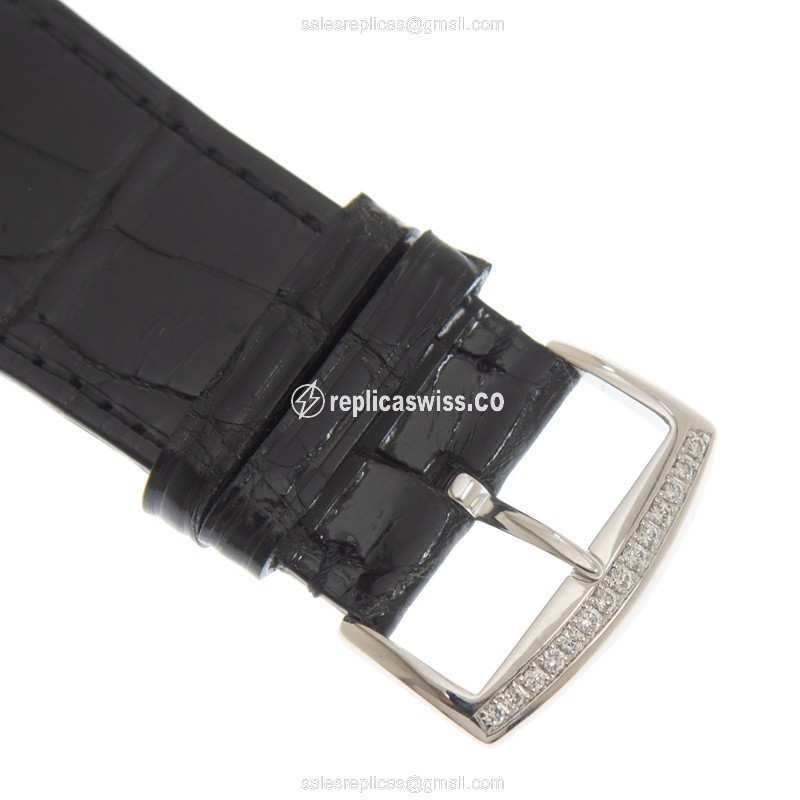 Franck Muller 6000 K SC DT D COL DRM Master Square - Auto - 18kt White Gold - Diamond - Silver Dial - Black Leather Strap - View 4