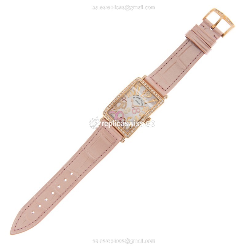 Franck Muller 952 QZ REL 8CD MOP RS D 1R (5N)-PINK LONG ISLAND Quartz 18kt Rose Gold & Diamonds - View 2