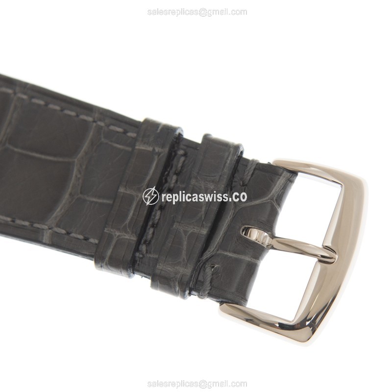 Franck Muller 6002 M QZ R OG-GREY Master Square Replica - Quartz - 18kt Gold Case - Silver Dial - Grey Alligator Strap - View 4