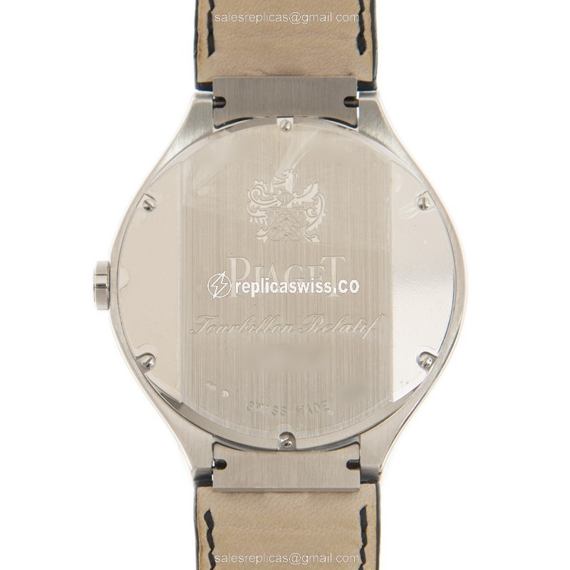 Piaget Polo Replica - Manual Wind - 18kt White Gold - Silver Dial - Black Alligator Strap - View 3